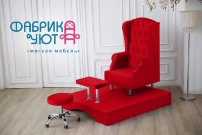 Комплект трон на пьедестале Беатриса №2 для педикюра, маникюра и тд. цвет Красный 28